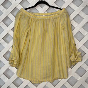 BeachLunchLounge Yellow off the shoulder top size Medium